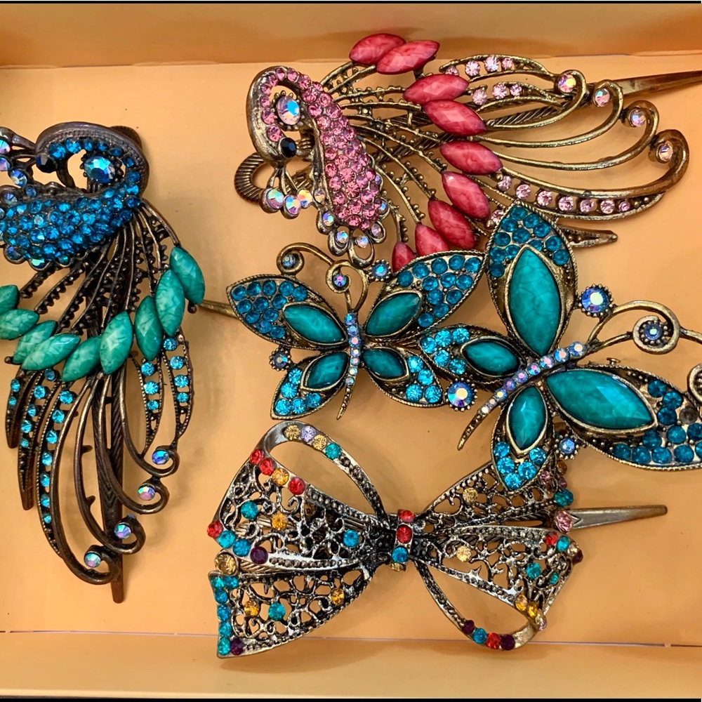 Multicolored Crystal Hair Clips lot